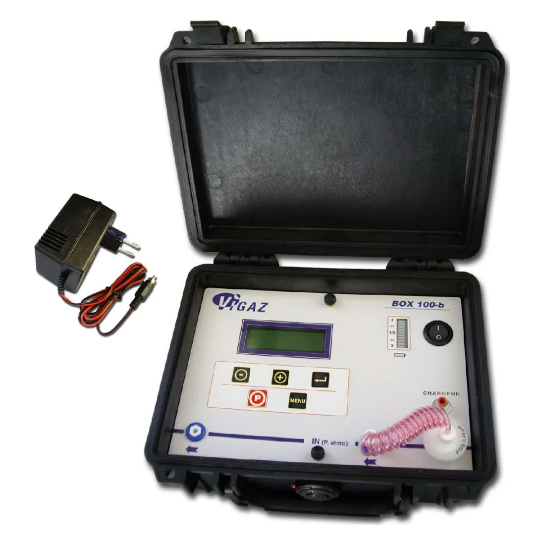 Analizador VIGAZ BOX100-b II con su cargador